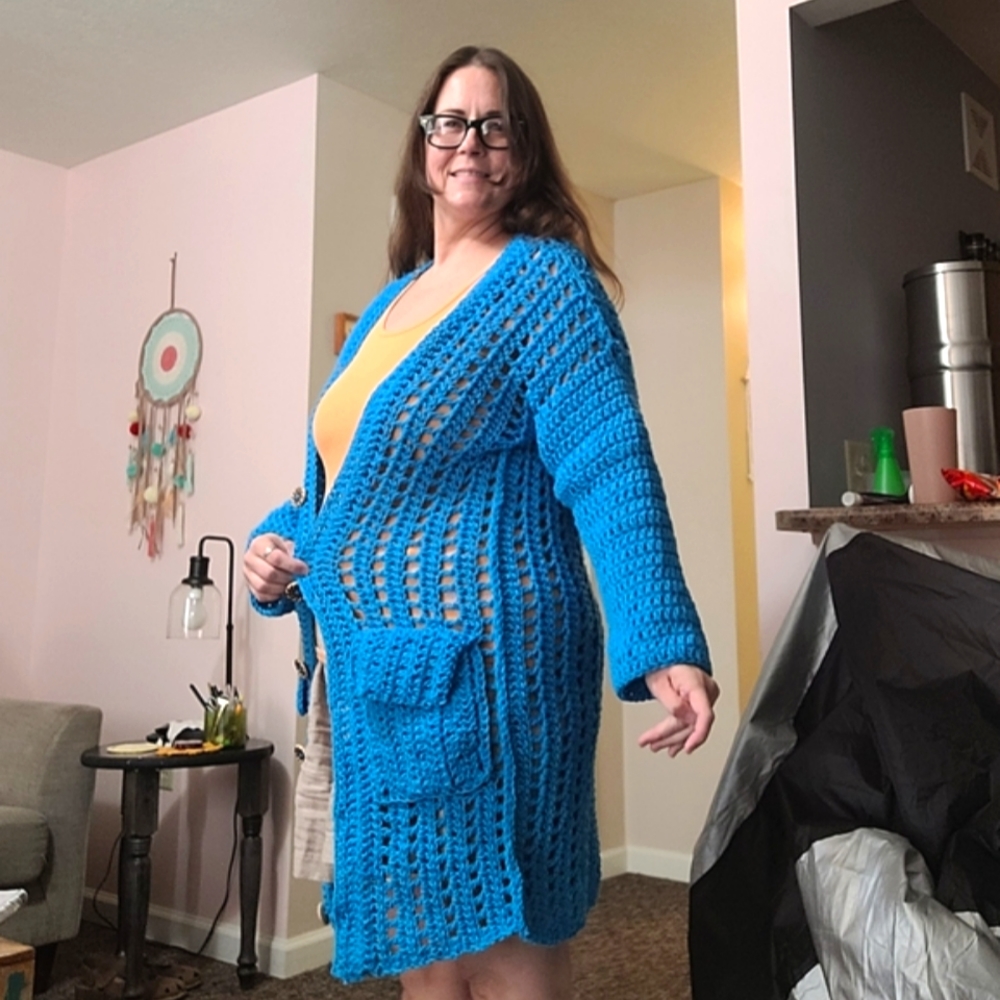 Button Down Sweater XL BLUE